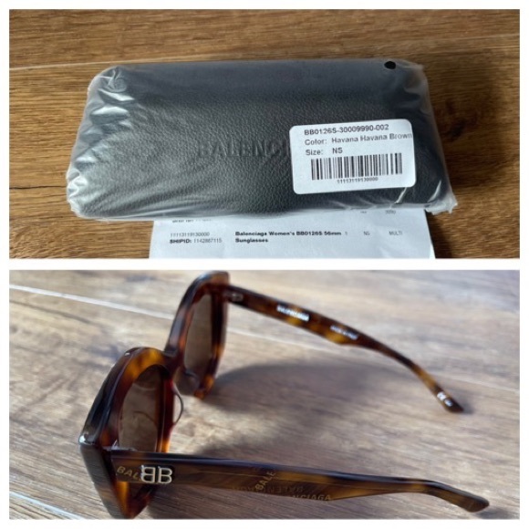 BALENCIAGA-AUTHENTIC (NWT) Tortious Shell, Gold Logo Iridescent Sunglasses - Picture 8 of 16